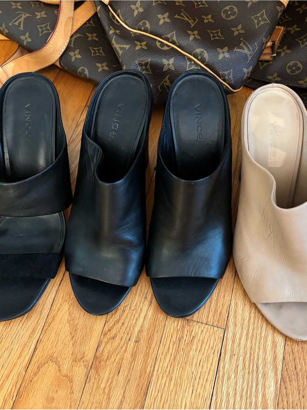 3 pairs of Vince Leather Slide Mules. All 3 in great pre loved condition. 😎